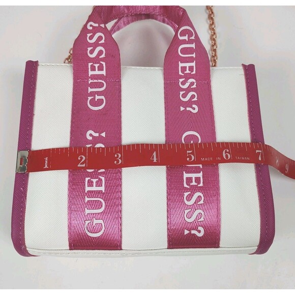 Deadstock Rare Cute Pink & White Guess Factory Logo-Tape Mini Tote Crossbody bag - Picture 14 of 16